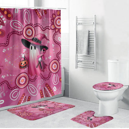 Pink Ghost Ribbon Bathroom Set Aboriginal Halloween Wear Pink