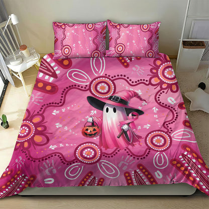 Pink Ghost Ribbon Bedding Set Aboriginal Halloween Wear Pink