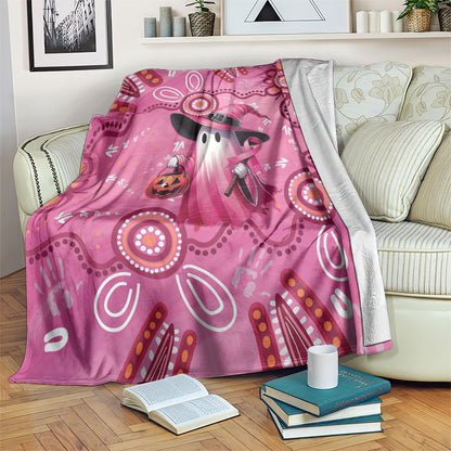 Pink Ghost Ribbon Blanket Aboriginal Halloween Wear Pink