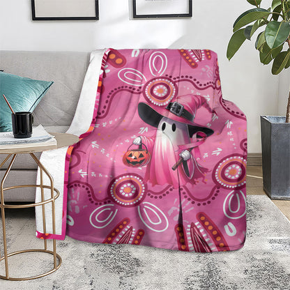 Pink Ghost Ribbon Blanket Aboriginal Halloween Wear Pink