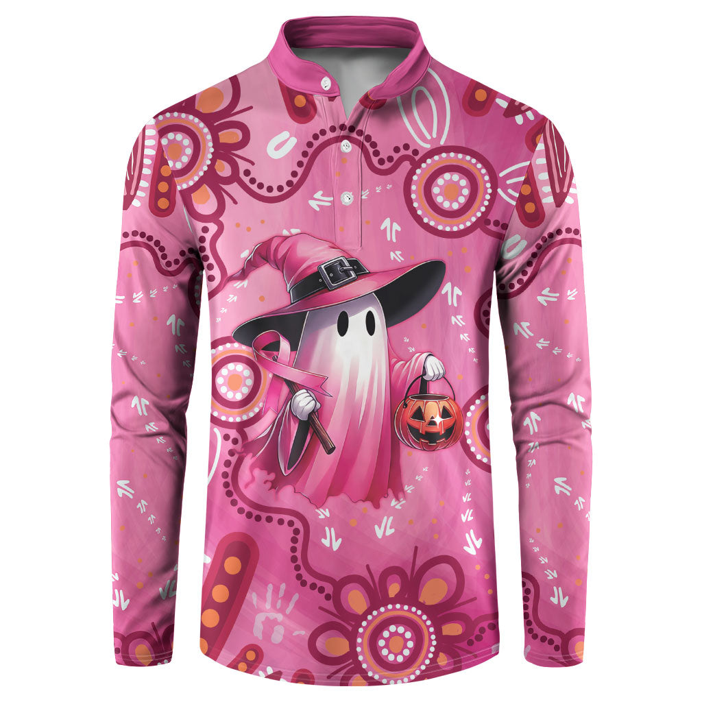 Pink Ghost Ribbon Button Sweatshirt Aboriginal Halloween Wear Pink