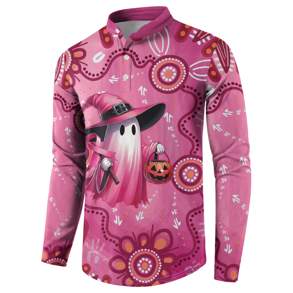 Pink Ghost Ribbon Button Sweatshirt Aboriginal Halloween Wear Pink