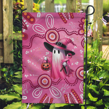 Pink Ghost Ribbon Garden Flag Aboriginal Halloween Wear Pink