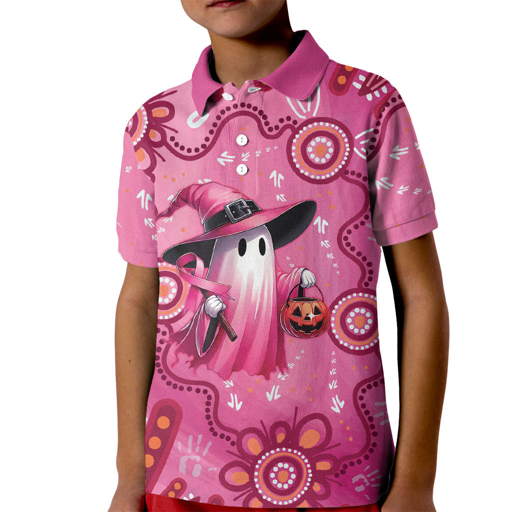 Pink Ghost Ribbon Kid Polo Shirt Aboriginal Halloween Wear Pink