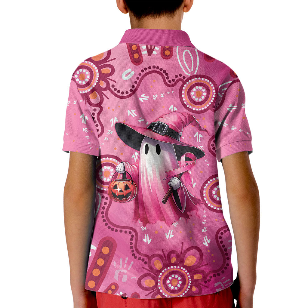 Pink Ghost Ribbon Kid Polo Shirt Aboriginal Halloween Wear Pink
