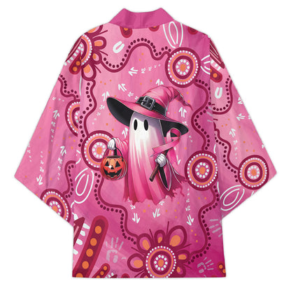 Pink Ghost Ribbon Kimono Aboriginal Halloween Wear Pink