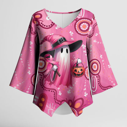 Pink Ghost Ribbon Kimono Sleeve Blouse Aboriginal Halloween Wear Pink