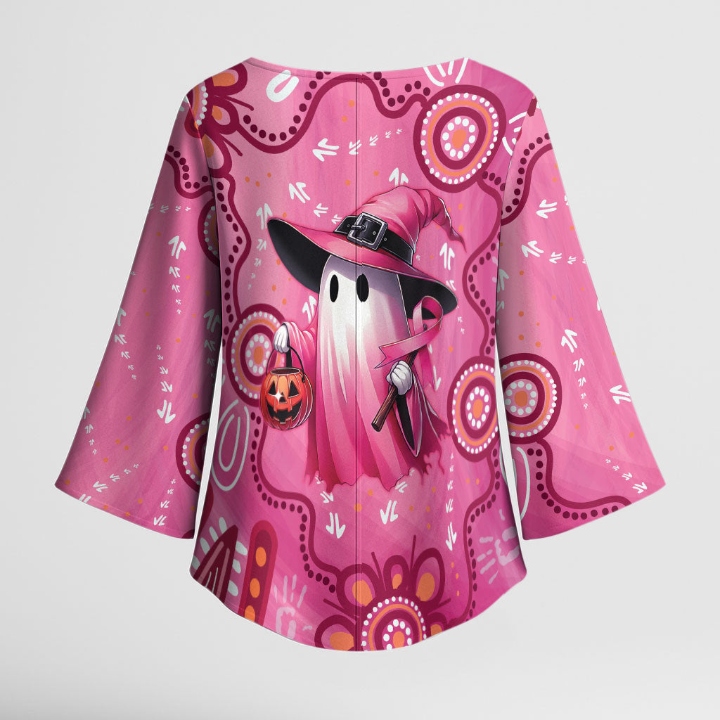 Pink Ghost Ribbon Kimono Sleeve Blouse Aboriginal Halloween Wear Pink