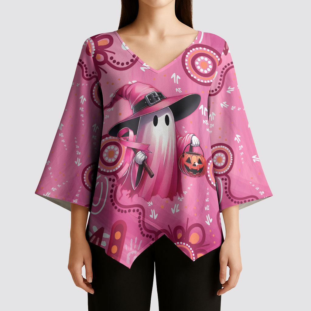 Pink Ghost Ribbon Kimono Sleeve Blouse Aboriginal Halloween Wear Pink