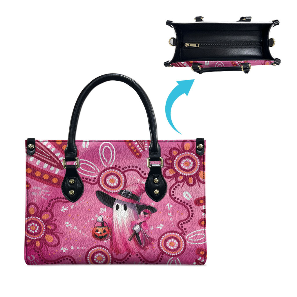 Pink Ghost Ribbon Leather Bag Aboriginal Halloween Wear Pink