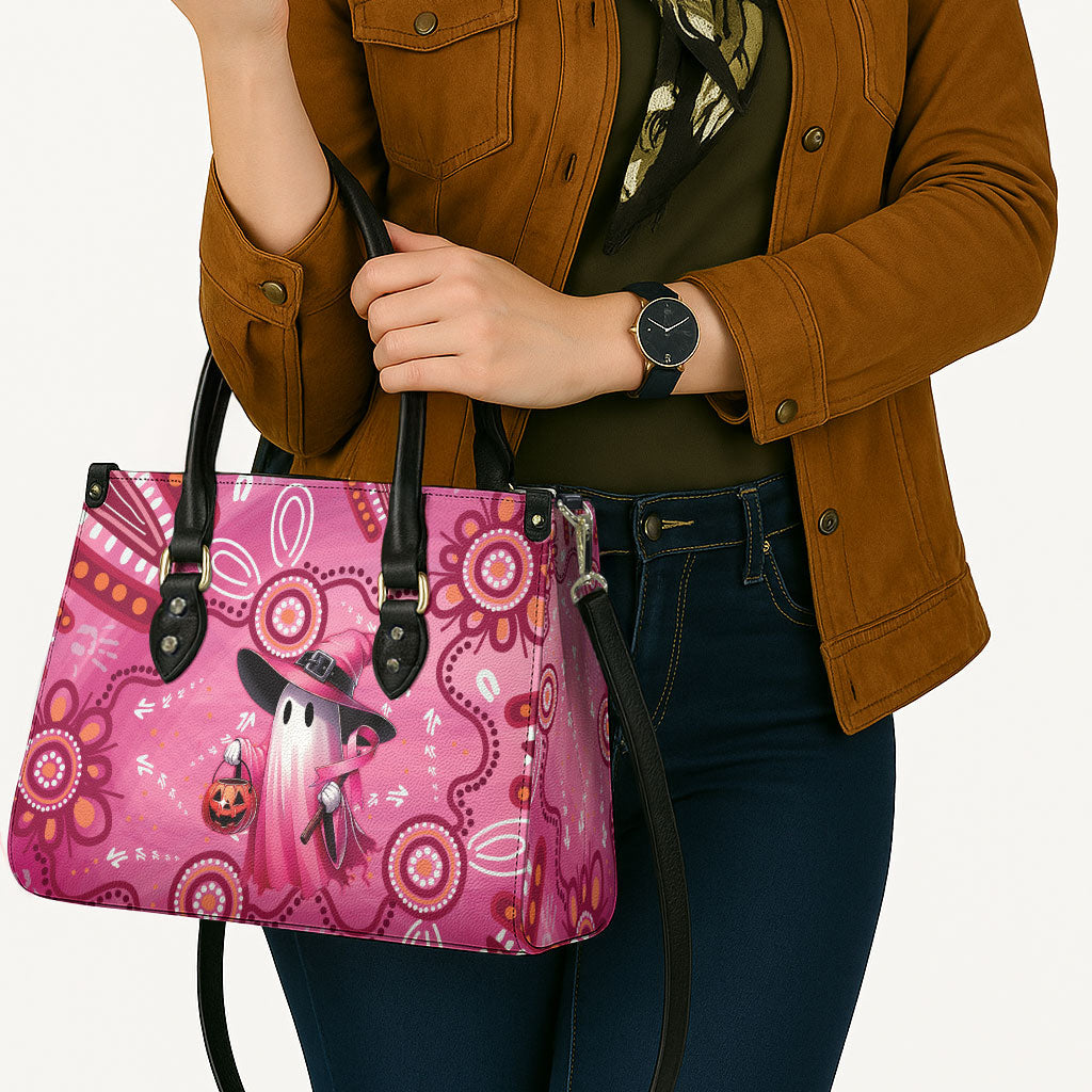 Pink Ghost Ribbon Leather Bag Aboriginal Halloween Wear Pink