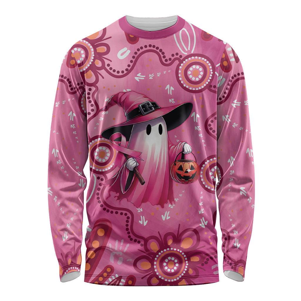 Pink Ghost Ribbon Long Sleeve Shirt Aboriginal Halloween Wear Pink