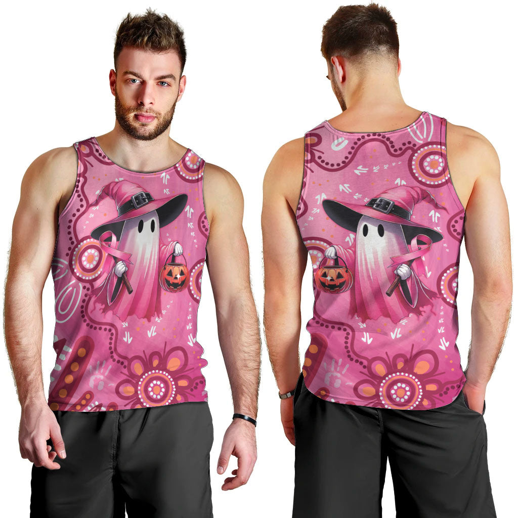 Pink Ghost Ribbon Men Tank Top Aboriginal Halloween Wear Pink
