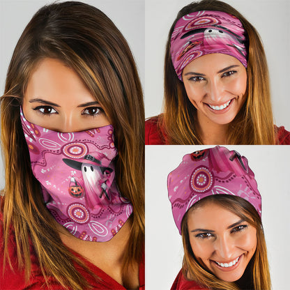 Pink Ghost Ribbon Neck Gaiter Aboriginal Halloween Wear Pink