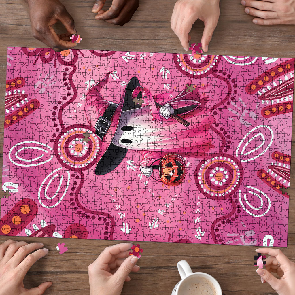 Pink Ghost Ribbon Puzzle Aboriginal Halloween Wear Pink