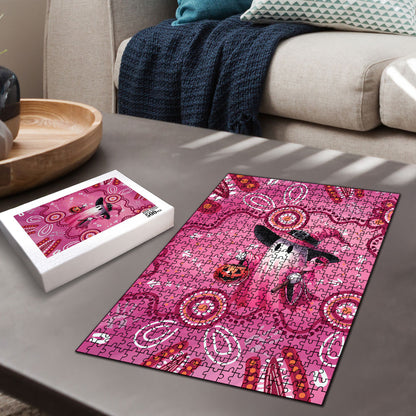 Pink Ghost Ribbon Puzzle Aboriginal Halloween Wear Pink