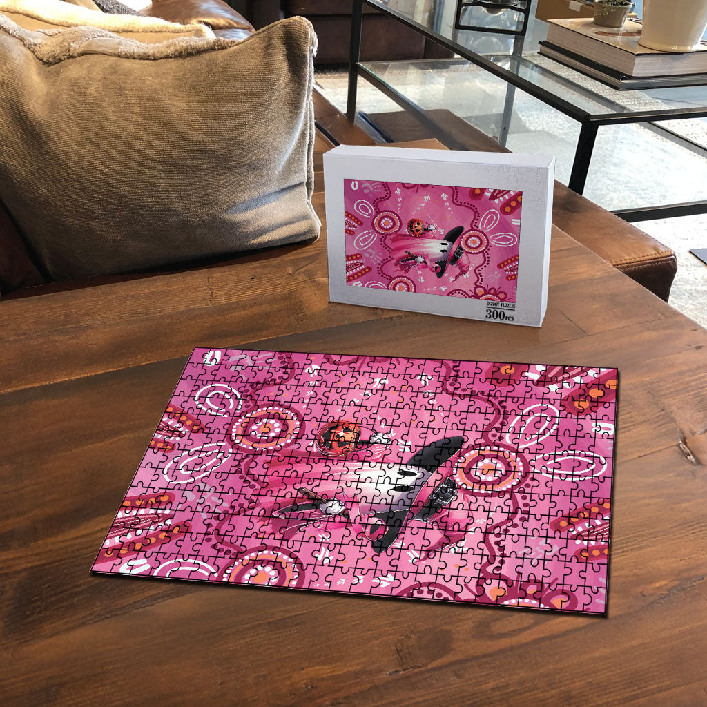 Pink Ghost Ribbon Puzzle Aboriginal Halloween Wear Pink