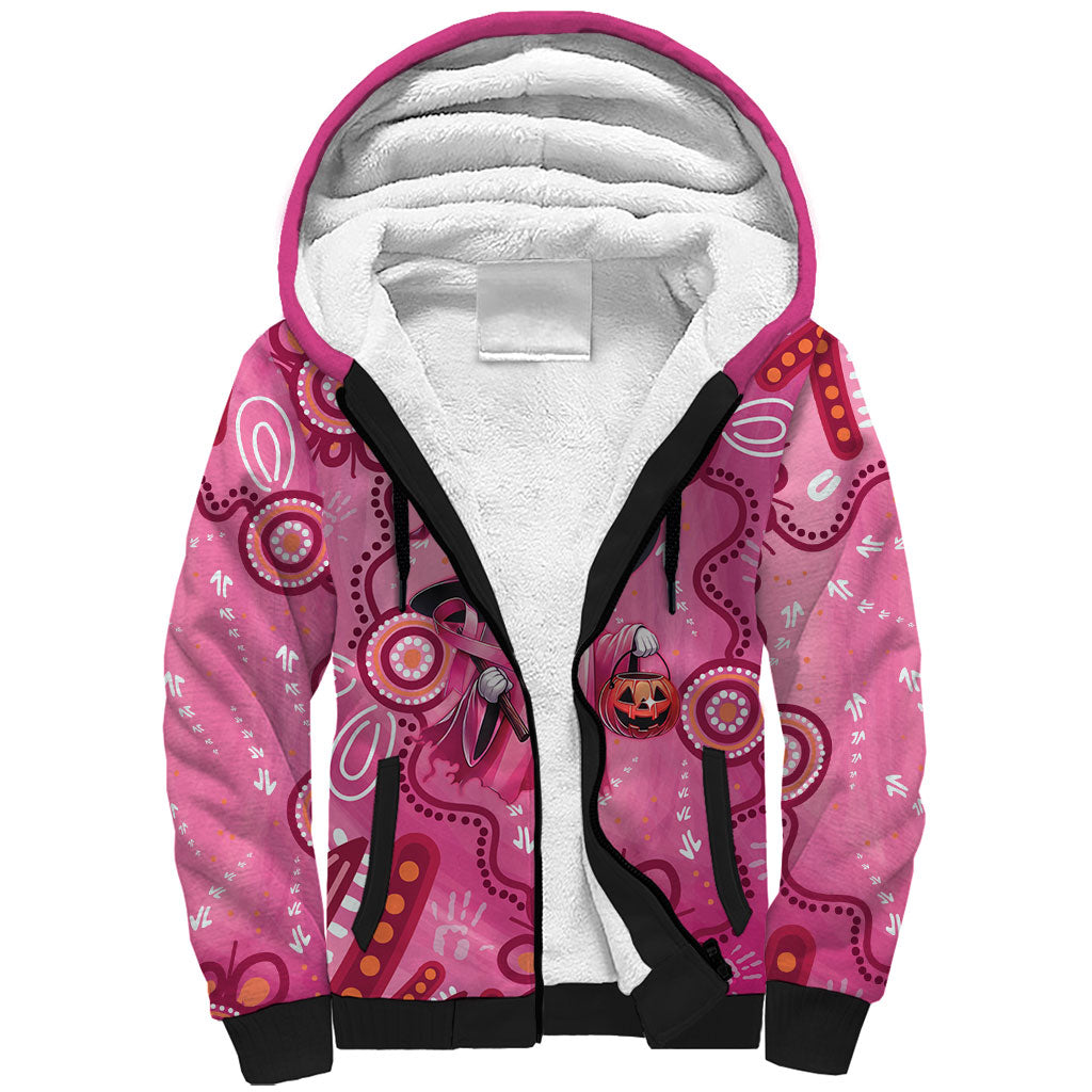 Pink Ghost Ribbon Sherpa Hoodie Aboriginal Halloween Wear Pink