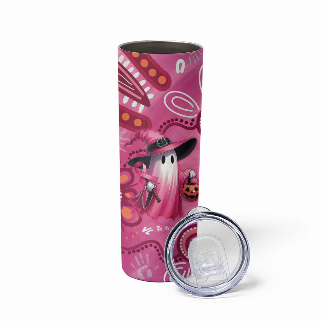 Pink Ghost Ribbon Skinny Tumbler Aboriginal Halloween Wear Pink