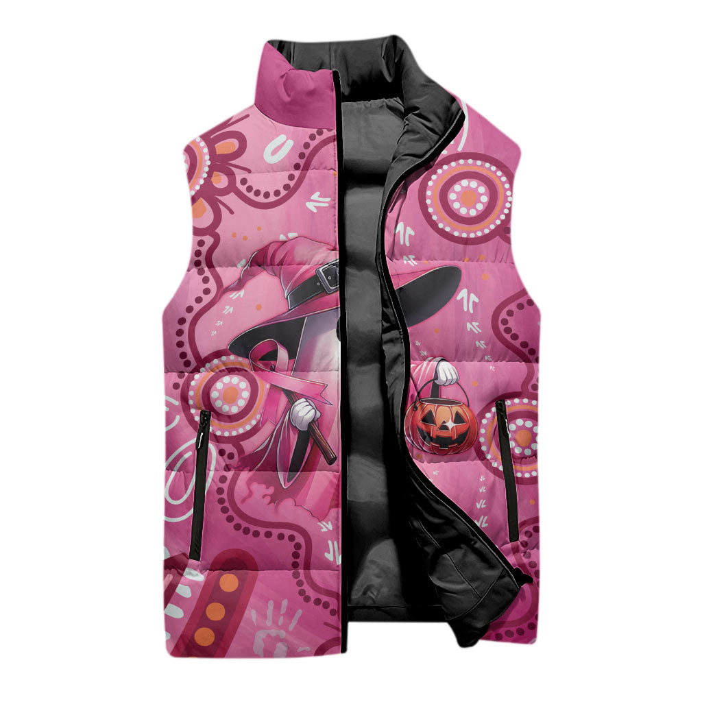 Pink Ghost Ribbon Sleeveless Puffer Jacket Aboriginal Halloween Wear Pink