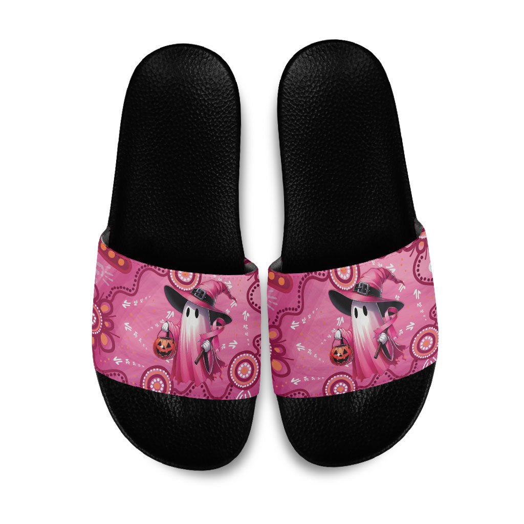 Pink Ghost Ribbon Slide Sandals Aboriginal Halloween Wear Pink