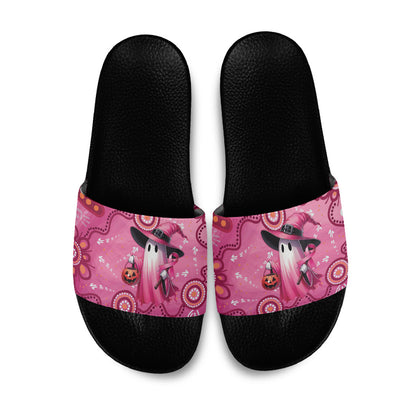 Pink Ghost Ribbon Slide Sandals Aboriginal Halloween Wear Pink