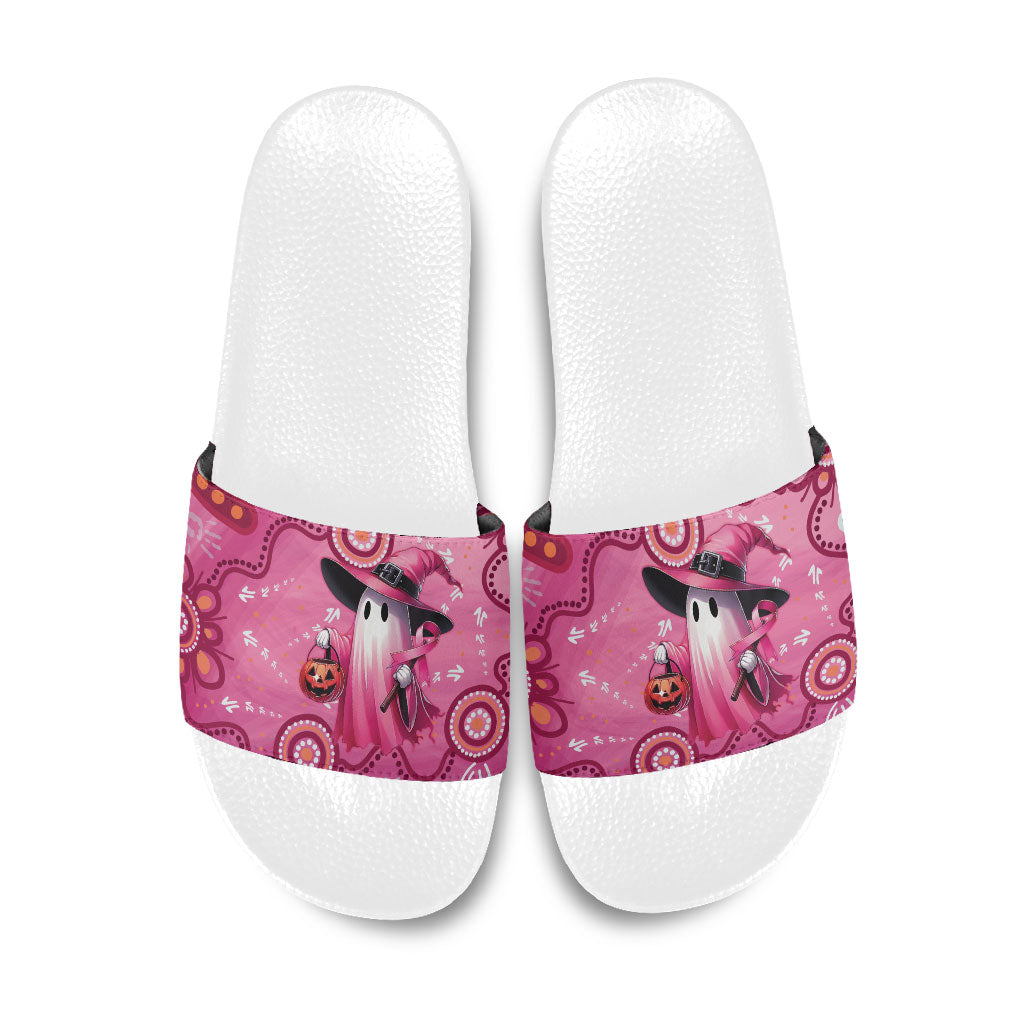 Pink Ghost Ribbon Slide Sandals Aboriginal Halloween Wear Pink