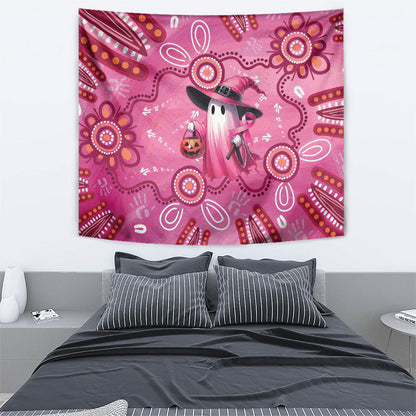 Pink Ghost Ribbon Tapestry Aboriginal Halloween Wear Pink