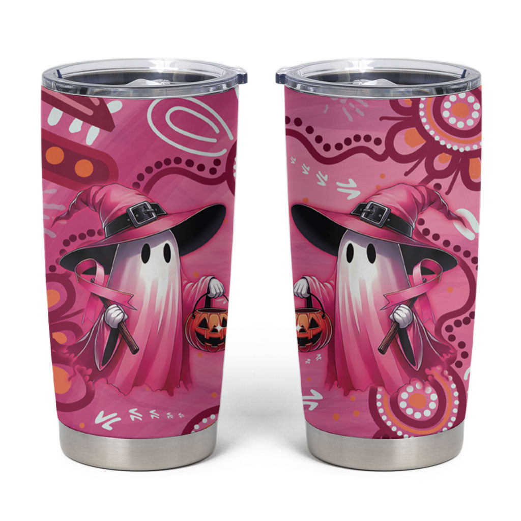 Pink Ghost Ribbon Tumbler Cup Aboriginal Halloween Wear Pink
