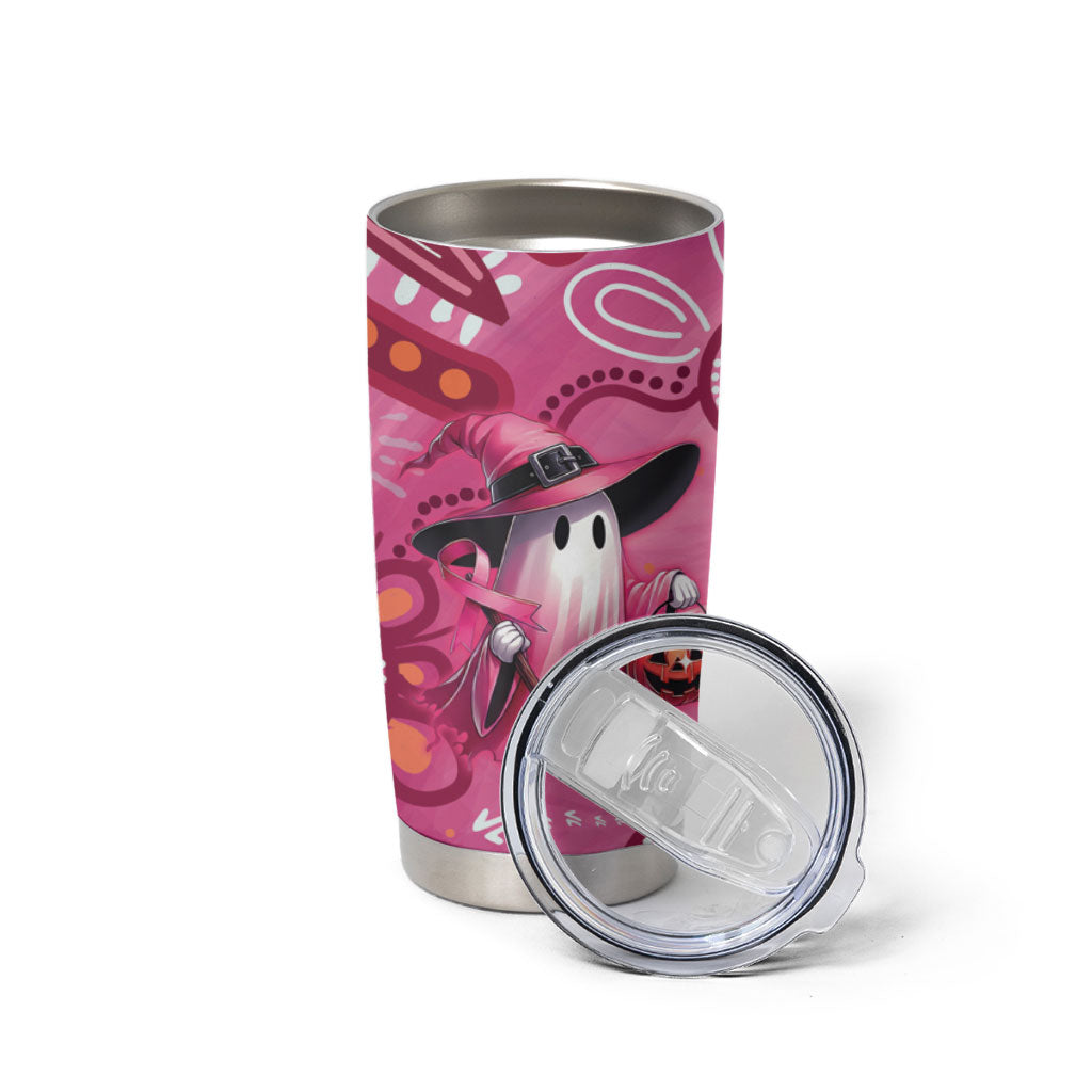 Pink Ghost Ribbon Tumbler Cup Aboriginal Halloween Wear Pink