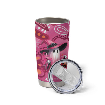 Pink Ghost Ribbon Tumbler Cup Aboriginal Halloween Wear Pink