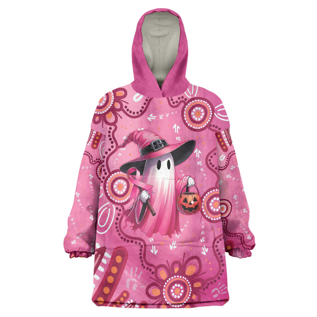 Pink Ghost Ribbon Wearable Blanket Hoodie Aboriginal Halloween Wear Pink