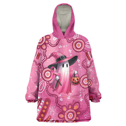 Pink Ghost Ribbon Wearable Blanket Hoodie Aboriginal Halloween Wear Pink