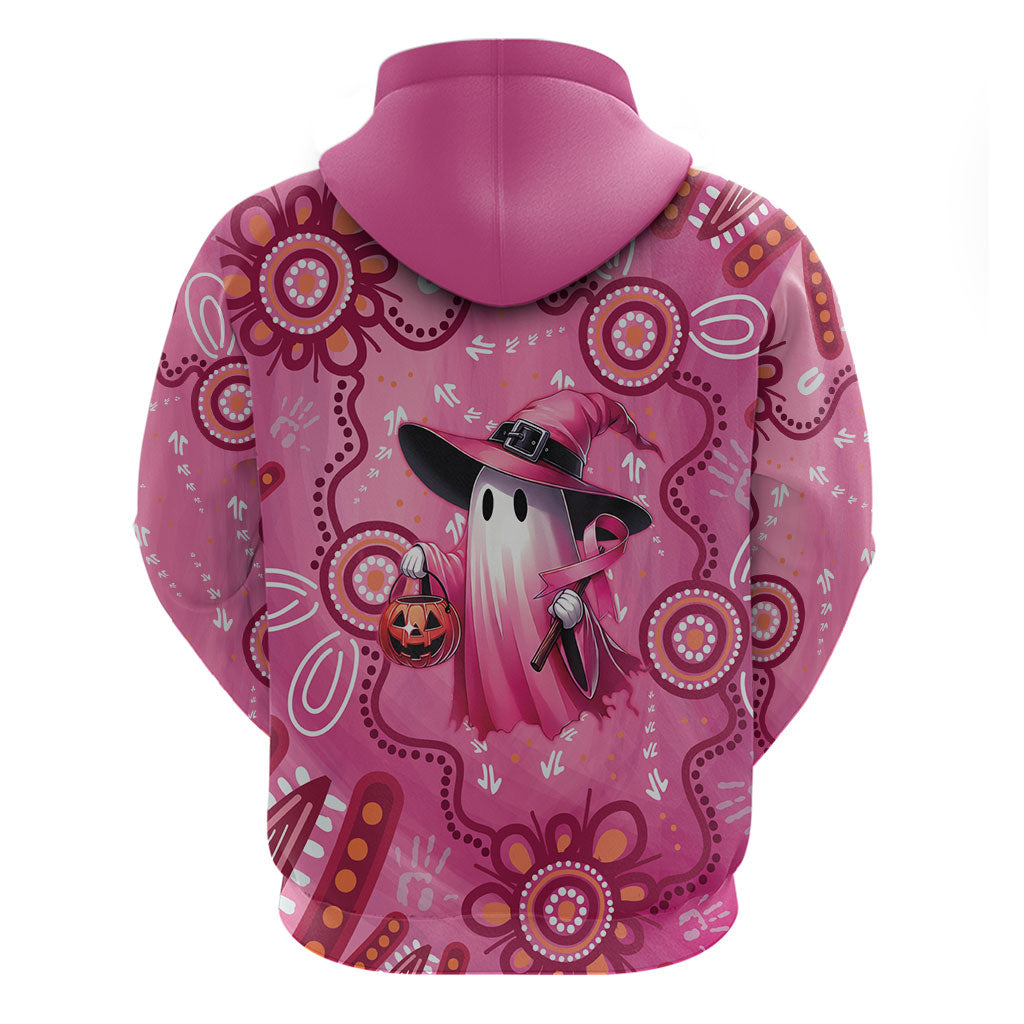 Pink Ghost Ribbon Zip Hoodie Aboriginal Halloween Wear Pink