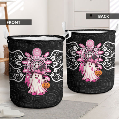 Spooky Pink Ghost Laundry Basket Aboriginal Halloween Wear Pink