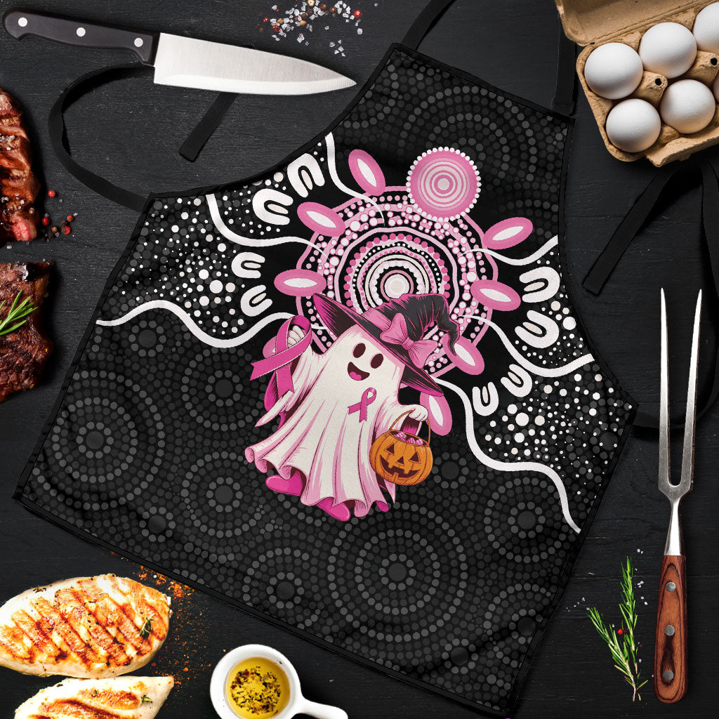 Spooky Pink Ghost Apron Aboriginal Halloween Wear Pink