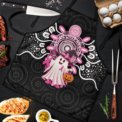 Spooky Pink Ghost Apron Aboriginal Halloween Wear Pink
