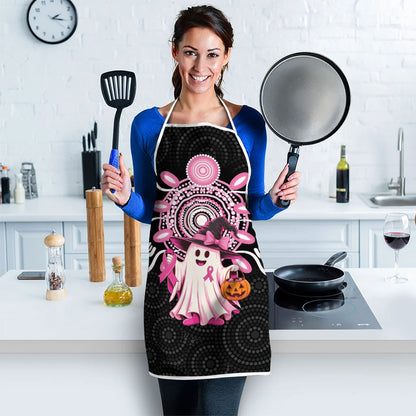Spooky Pink Ghost Apron Aboriginal Halloween Wear Pink