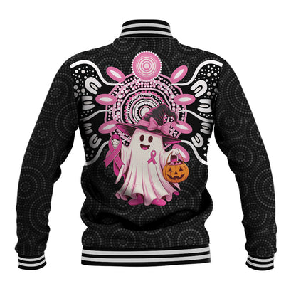 Spooky Pink Ghost Baseball Jacket Aboriginal Halloween Wear Pink