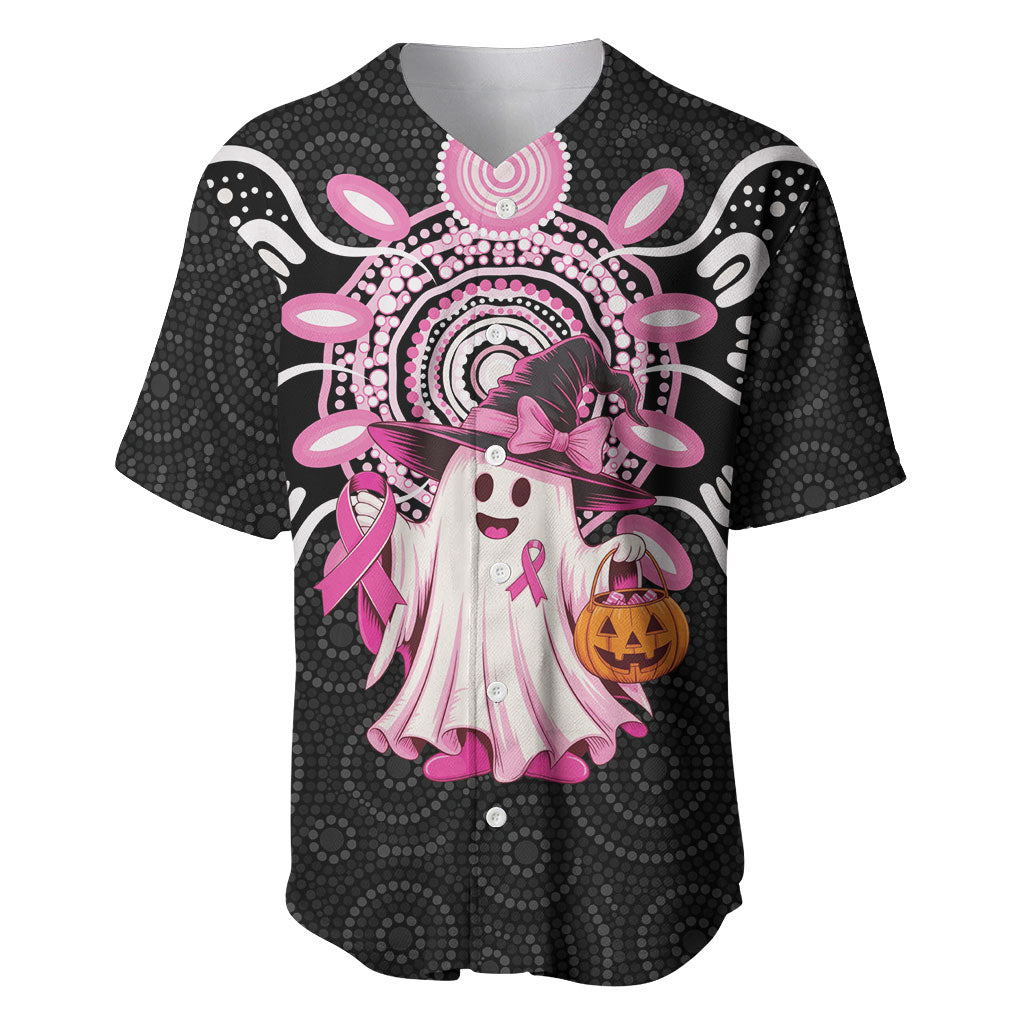 Spooky Pink Ghost Baseball Jersey Aboriginal Halloween Wear Pink