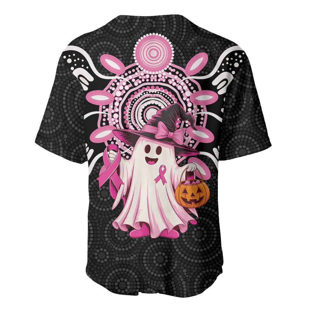 Spooky Pink Ghost Baseball Jersey Aboriginal Halloween Wear Pink