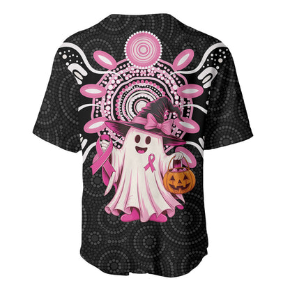 Spooky Pink Ghost Baseball Jersey Aboriginal Halloween Wear Pink