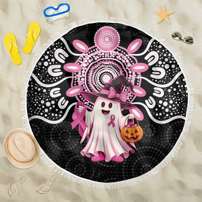 Spooky Pink Ghost Beach Blanket Aboriginal Halloween Wear Pink