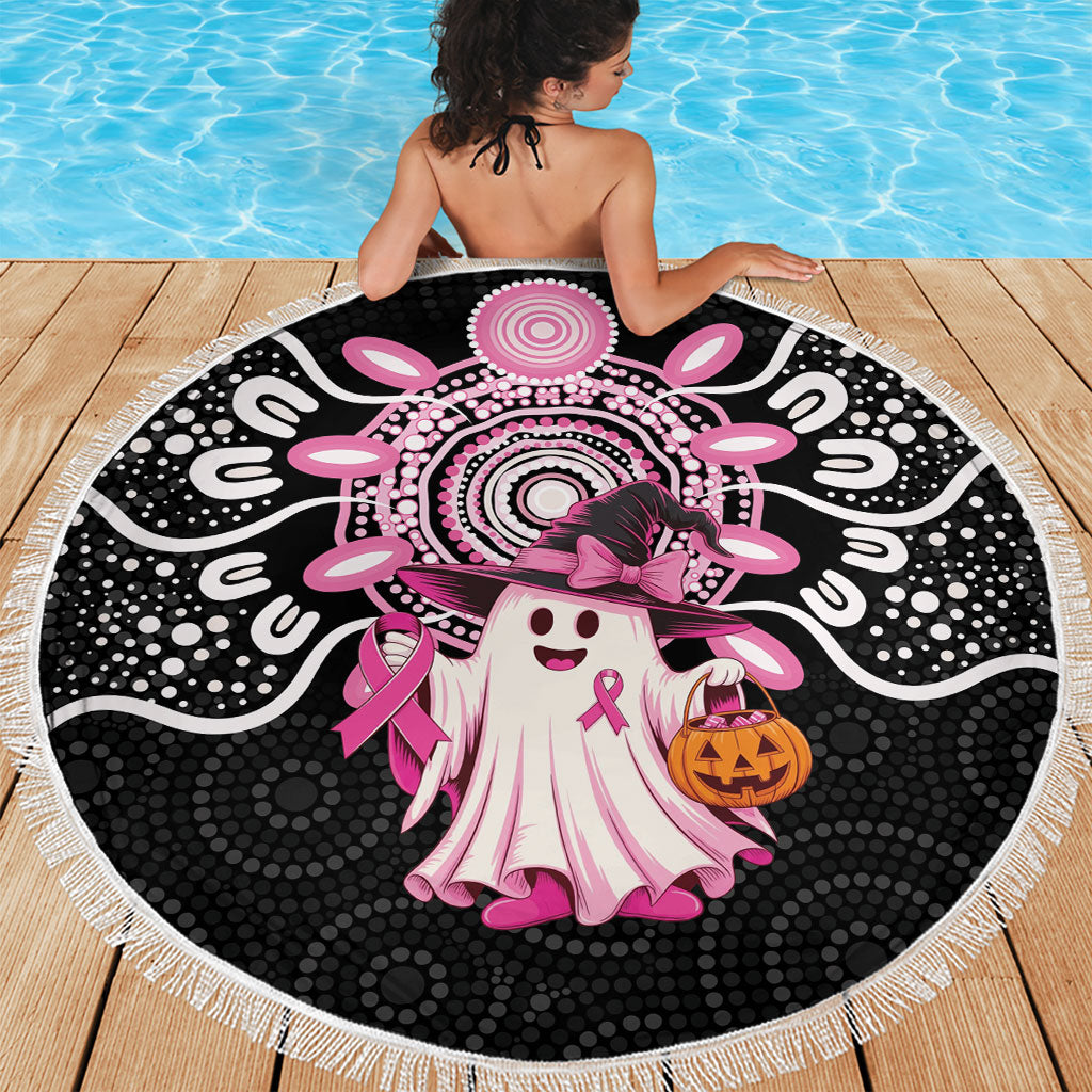 Spooky Pink Ghost Beach Blanket Aboriginal Halloween Wear Pink