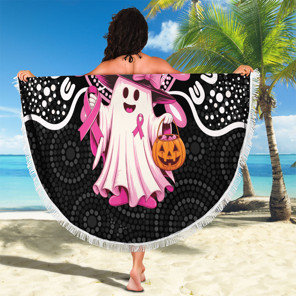 Spooky Pink Ghost Beach Blanket Aboriginal Halloween Wear Pink