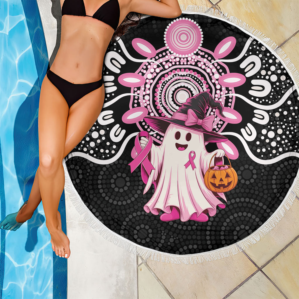 Spooky Pink Ghost Beach Blanket Aboriginal Halloween Wear Pink