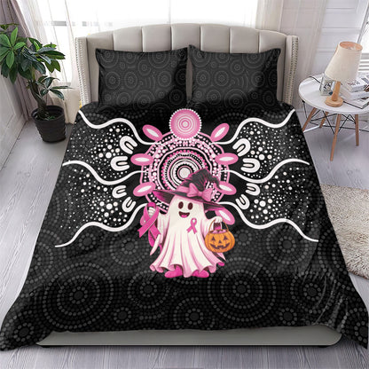 Spooky Pink Ghost Bedding Set Aboriginal Halloween Wear Pink