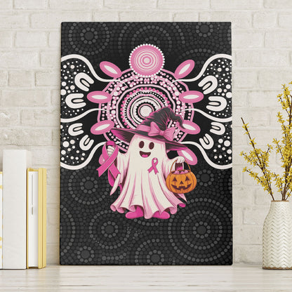 Spooky Pink Ghost Canvas Wall Art Aboriginal Halloween Wear Pink