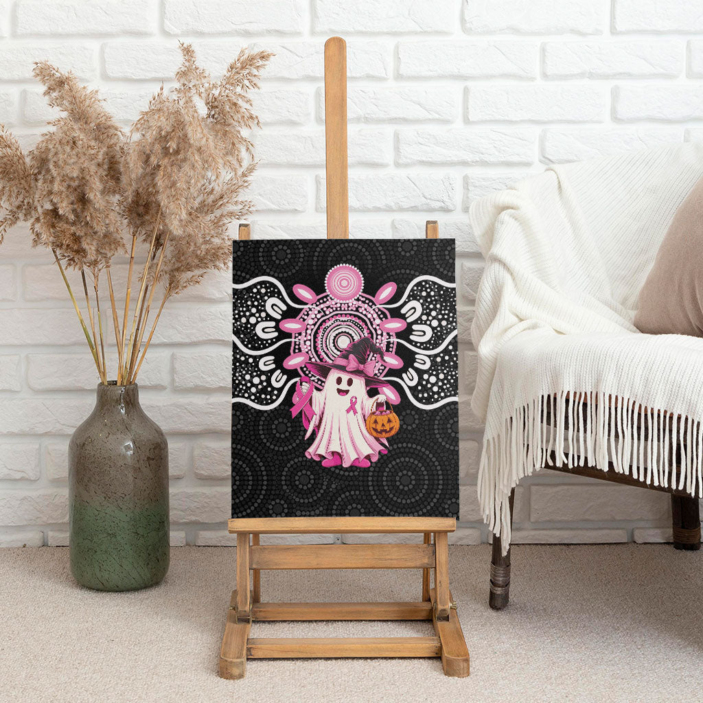 Spooky Pink Ghost Canvas Wall Art Aboriginal Halloween Wear Pink