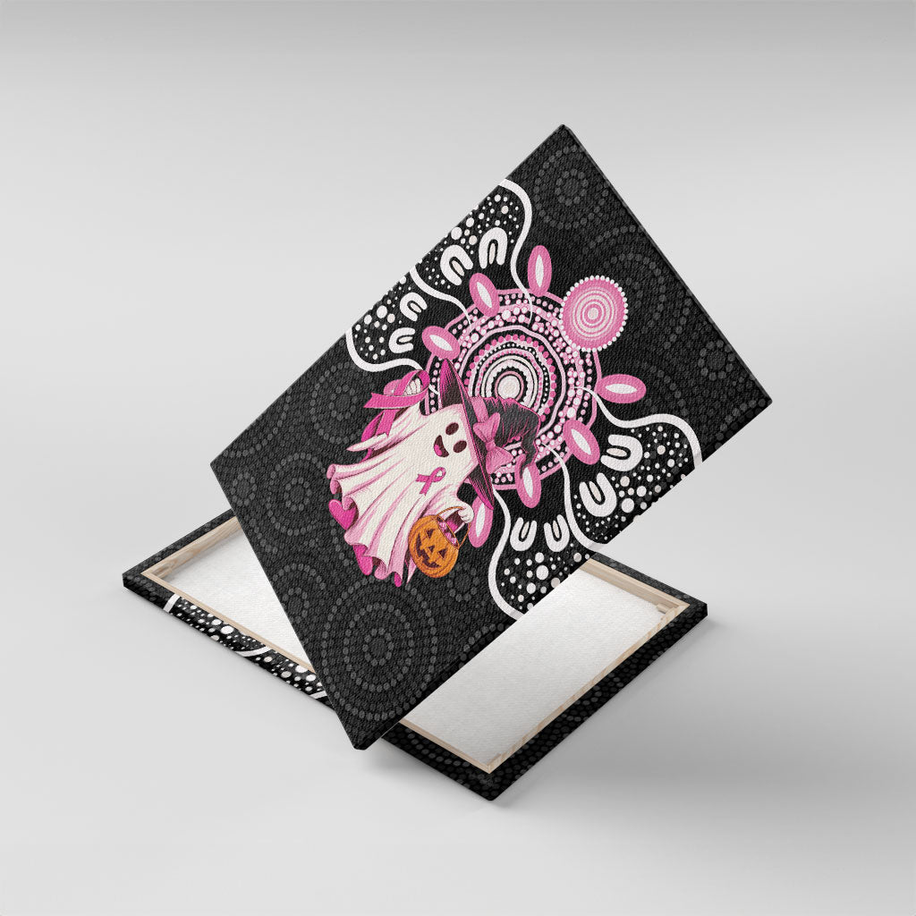 Spooky Pink Ghost Canvas Wall Art Aboriginal Halloween Wear Pink